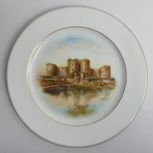 ANTIQUE ROYAL WORCESTER 'HARLECH CASTLE' HAND PAINTED CABINET PLATE C.1911 - Picture 1 of 2