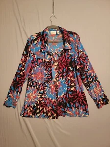 Chicos Travelers Sz 3 Womens XL Open Cardigan Floral Liquid Knit - Picture 1 of 7