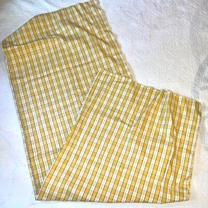 Plaid fabric 100% cotton draperies upholstery 55” yellow blue off white 4.5 yard - Picture 1 of 9