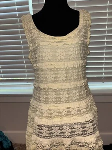 Max Edition Short Maxi Dress XLP XL Yellow Ruffles Lace Petite XL - Picture 1 of 8