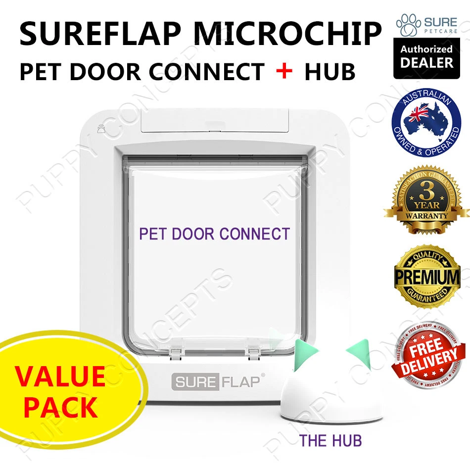 SureFlap Microchip Pet Door Connect without Hub - App Controlled White 4 x C ba