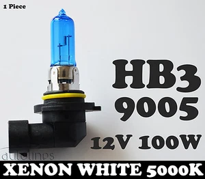 1x 12V HB3 9005 100W Xenon White 5000k Halogen Car Headlight Lamp Globes Bulbs - Picture 1 of 8