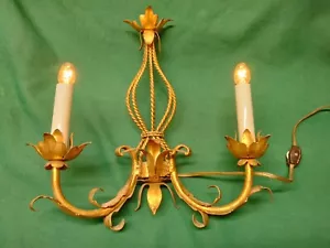 Vintage Wall Sconce Lamp Double Candle Lights ~ Rope & Tassels WORKS! JD - Picture 1 of 11