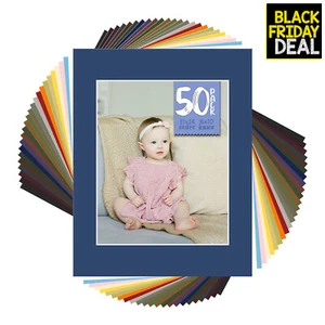 Pack of 50 Acid-Free Mixed Colors Pre-Cut 11x14 Picture Mat for 8x10 Photo - Picture 1 of 5