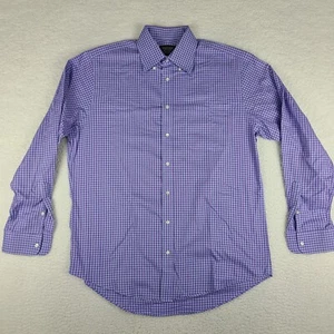 Nordstrom Shirt Mens 15.5 35 Purple Gingham Check Non Iron Dress Button Down - Picture 1 of 11