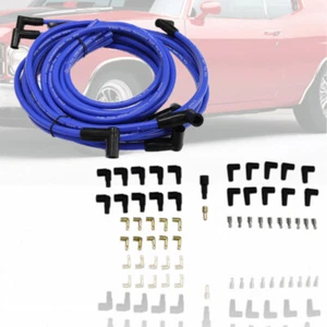 90 Degree Boot Blue Spark Plug Wires Fit HEI Distributor Chevy SBC BBC 350 454 - Bild 1 von 5