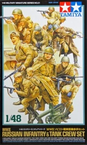 Ensemble de figurines d'infanterie et d'équipage de chars russes Tamiya 32521 échelle 1/48 - Photo 1 sur 1