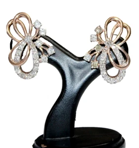 1.10ct Natural Round Diamond 14K Bis Hallmarked Rose Gold Wedding Stud Earring - Picture 1 of 15