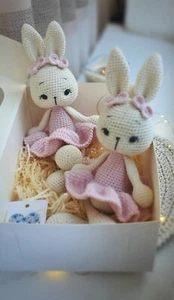 Crochet Animal Handmade Toys Funny Bunny Doll Amigurumi Cute Rabbit Baby Gift - Picture 1 of 5