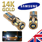 2 x SUPER BRIGHT 14K Gold Samsung 501 LED Bulbs Side Plate Canbus W5W 501 T10 