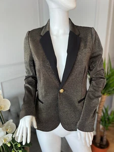 Juicy Couture Blazer Womens Gold Sparkly Jacket Size S - Picture 1 of 8