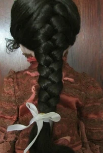 SIZE 7 GEORGIA WIG MOHAIR SYNTHETIC DK BROWN HAND TIED MODERN ANTIQUE DOLL - Picture 1 of 3