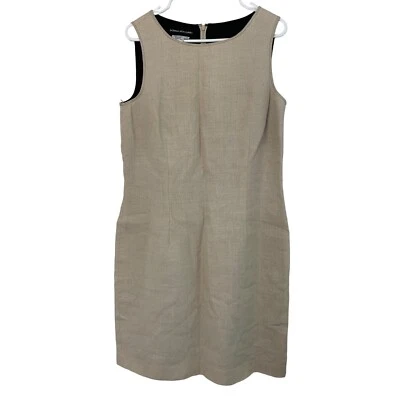 Vestido Vaina Donna Morgan Beige 100% Lino Sin Mangas Talla 12 Usado en Excelente Condición 7791 Foto 1 de 4