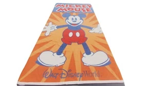 Mickey Mouse Fleece Throw Blanket Walt Disney World Parks Orange Navy Red - Picture 1 of 5