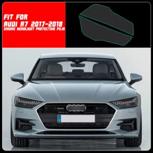 LH+RH Smoke TPU Headlight Protective Precut Film Sticker Cover Trim For Audi A7 - Picture 1 of 10