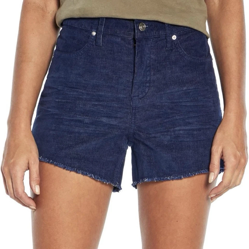 GAP QLS0910S Womens Corduroy Cut-Off Frayed Hem Shorts Medieval Blue Size 4
