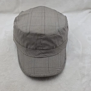 Tribe Cadet Hat Cap Fitted Mens Medium Gray Plaid Hidden Stash Pocket Lined - Picture 1 of 8