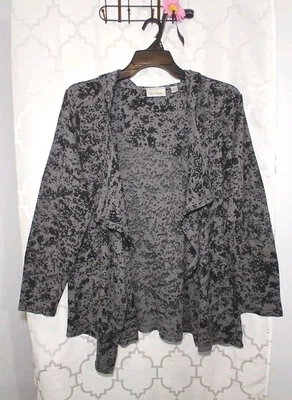 Cárdigan Avenue para mujer Plus 22/24 negro gris estampado animal frente abierto fluido artístico Foto 1 de 4