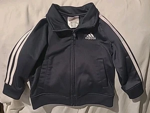 Adidas Baby marineblau gestreift durchgehender Reißverschluss Trainingsjacke Kleinkind Junge Größe 18 Monate - Bild 1 von 6