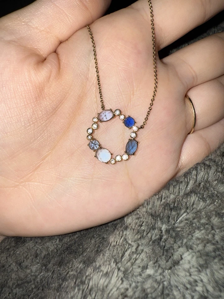 Anthropologie X Tai Rittichai Joyería Piedra Azul Halo Círculo Collar Cadena Oro Foto 1 de 3