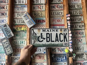 Maine License Plate BLACK Vanity Handicap Chickadee - Picture 1 of 6