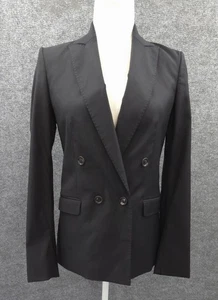 Massimo Dutti Blazer Womens 4 Double Breasted Lined Pockets Black Top Stitched - Picture 1 of 22