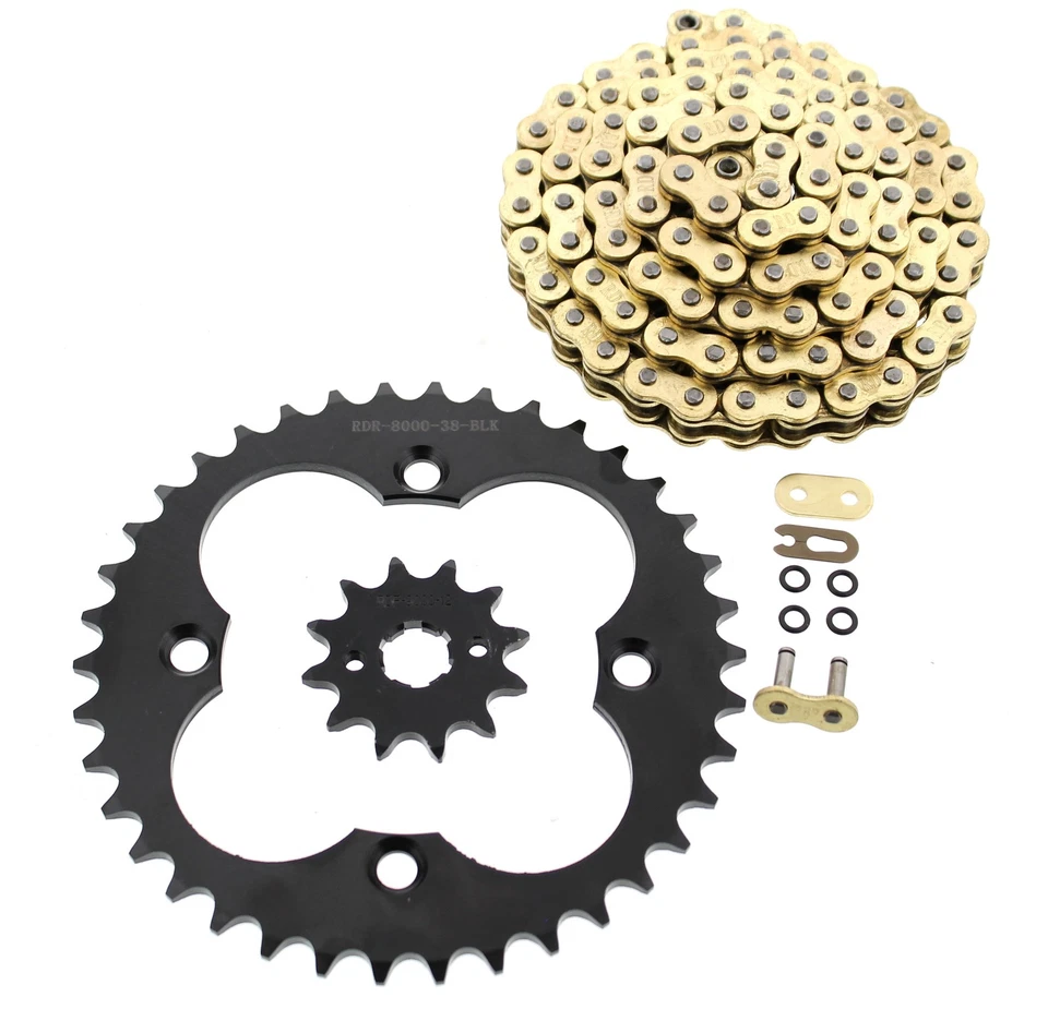 Honda FourTrax 250X TRX250X 1991 1992 cadena de junta tórica dorada y piñón negro 12/38 Foto 1 de 1