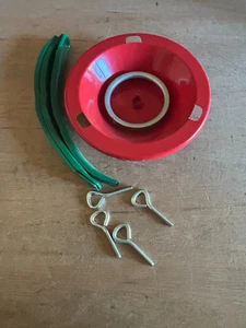 Christmas Tree Stand Vintage Metal Green Red Complete Unbranded 3 Leg 3" Opening - Picture 1 of 24