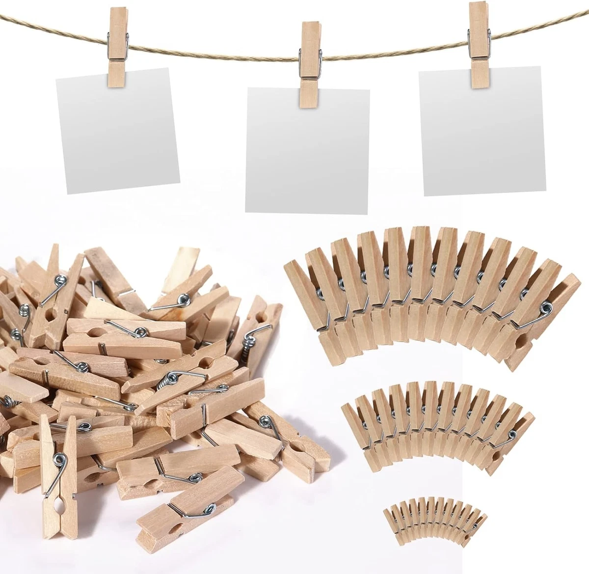Mini-Wäscheklammern Aus Holz – 128 Stück, Bunt, Ca. 3,3 Cm, Für Basteln, Deko & Mehr