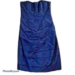 Kristali Couture Women's Sheath Cocktail Dress Blue Sleeveless 100% Silk Sz XS/S - Picture 1 of 7