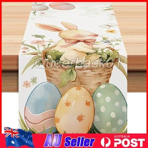 Easter Rabbit Table Runner Easter Bunny Spring Linen Table Runner Table Flag - Picture 1 of 12