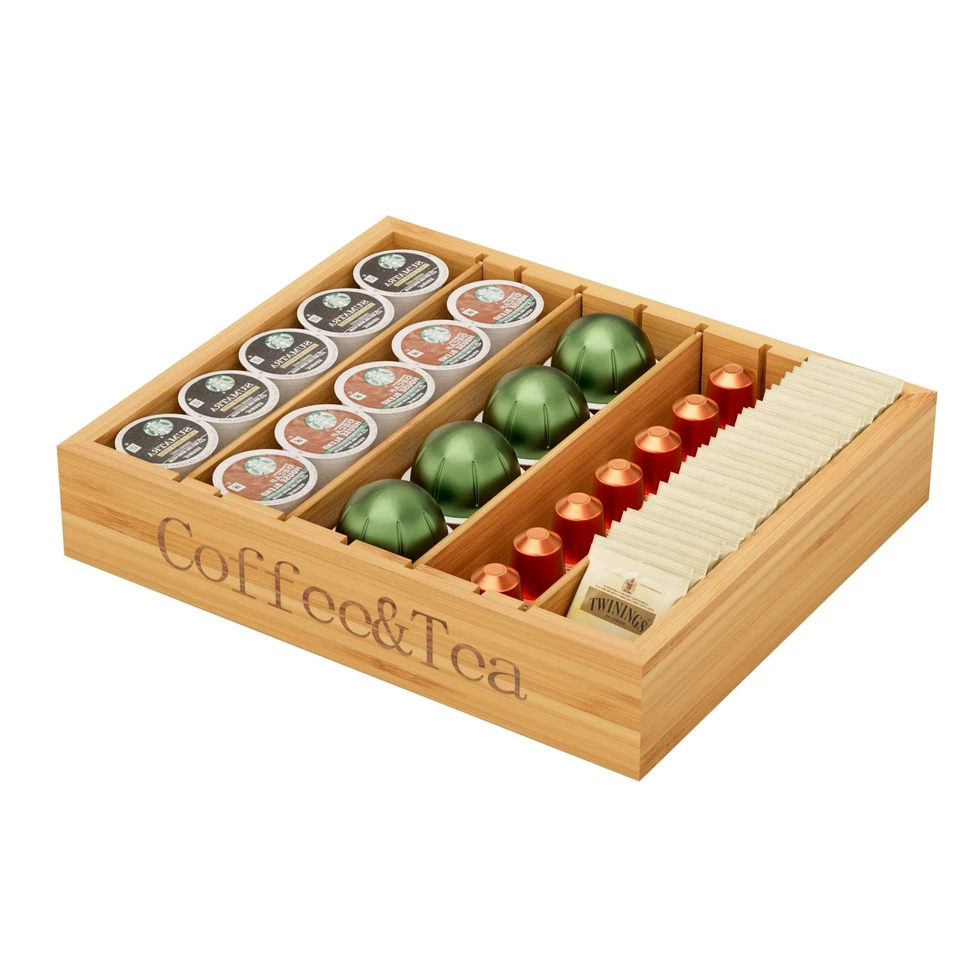 Portavasos de bambú K para cajón o encimera soporte para cápsulas de café 25-36 K taza po... Foto 1 de 4