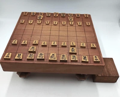 Japanese Chess Shogi Board with Legs Shogi Game w/Shogi Pieces Old Vintage #301 - Image 1 of 4