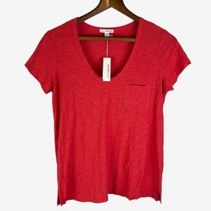 James Perse Standard Boyfriend Pocket Tee 2/M Slub Modal Cotton Lightweight Red - Picture 1 of 9