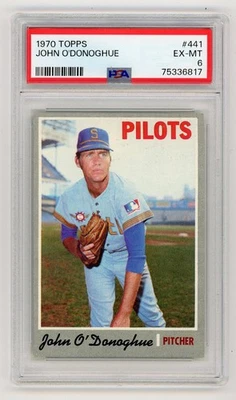 1970 Topps JOHN O'DONOGHUE Seattle Pilots #441 PSA 6 EX/MT Condition - Image 1 of 2
