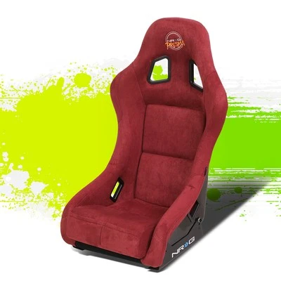 NRG Performance Maroon Fiberglass Frame Alcantera Fixed Back Bucket Racing Seat - Image 1 of 4