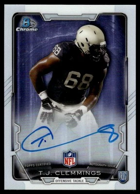 2015 topps Rookie Chrome Refractor Autographs T.J. Clemmings Rookie Auto - Image 1 of 2
