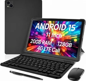 11" Android 15 Tablet with Keyboard & Mouse, Octa-Core T615, 20GB RAM (6+14GB... - Picture 1 of 8