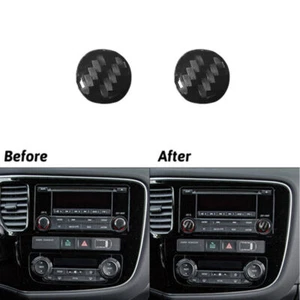 2Pcs Carbon Fiber Regular Radio Buttons Trim For Mitsubishi Outlander 2014-2016 - Picture 1 of 12