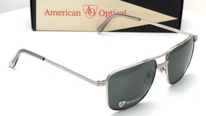American Optical Airman Pilot Silver Green Mens Sunglasses 56mm - Picture 1 of 8