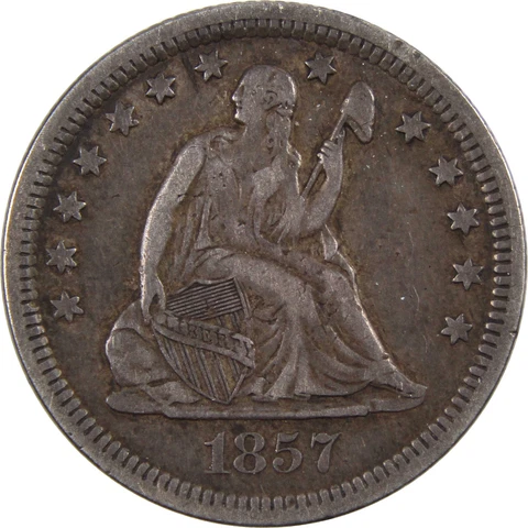 1857 Seated Liberty Quarter XF EF Extremely Fine 90% Silver SKU:I3386 Cover