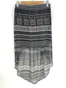 Maurices High Low Midi Skirt Womens Size M Black Lined Geometric Elastic Waist - Picture 1 of 10