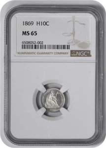 1869 Liberty Seated Silver Half Dime MS65 NGC - Picture 1 of 4