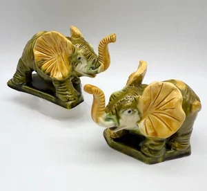 Par de elefantes chinos de cerámica esmaltada Sancai vintage - Imagen 1 de 11