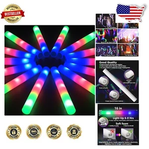 16-Inch Glow in the Dark Foam Sticks - 50Pcs Party Essentials with 3 Effects - Picture 1 of 11
