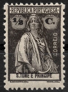 Mi:ST 190A Portuguesa Correio São Tomé e Príncipe 1914 , 1/2 Centavo CERES , MNH - Picture 1 of 2