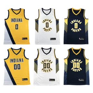 Neu Basketball Trikots Genäht Pacers Schwarz/Weiß/Blau/ S-2XL - Bild 1 von 38