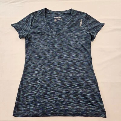 Camiseta de rendimiento Reebok Speedwick azul jaspeado manga corta para mujer XS Foto 1 de 4