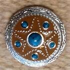 1-1.5" Antique Brown Silver Turquoise Bl Concho for Headstall spurs Chaps Saddle