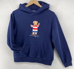 POLO RALPH LAUREN Hoodie Youth L 14 16 Polo Bear Sweatshirt Jumper Pullover Blue - Picture 1 of 10